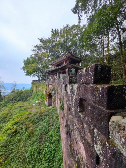 13th-century ancient city wall ruins at Diaoyu Fortress, Hechuan, Chongqing